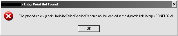 InitializeCriticalSectionEx could not be located